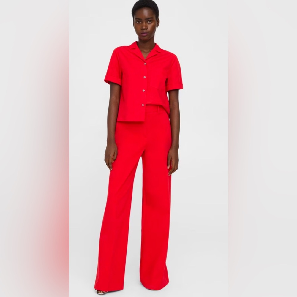 New Theory High-Waist Wide-Leg Pant in Stretch Cotton Twill size 2 (runs big)